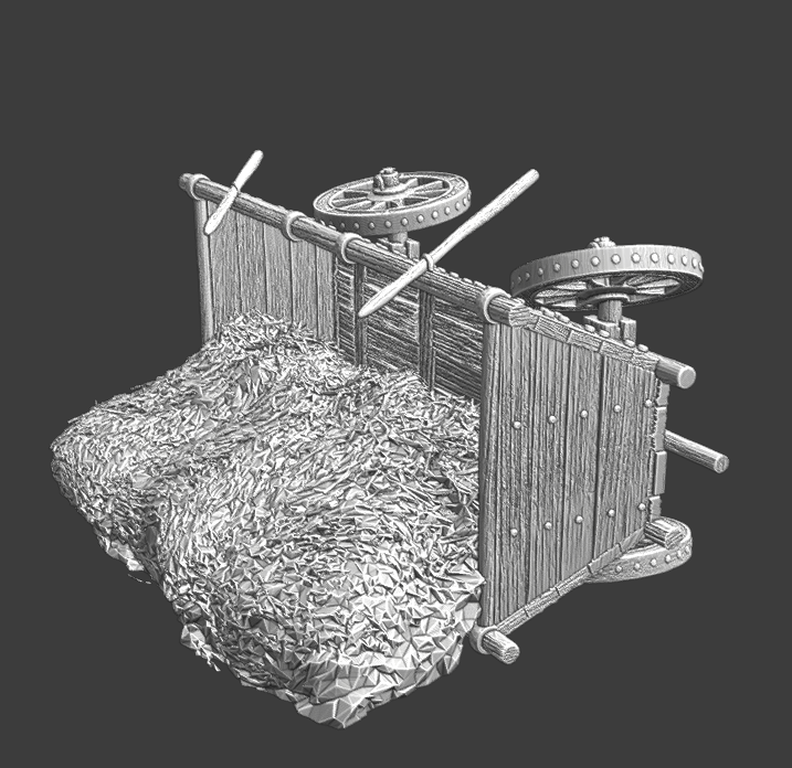 Wargaming prop - Medieval destroyed wagon